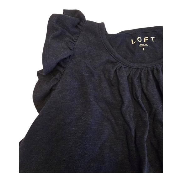 LOFT Navy Gathered Neckline Blouse - Picture 4 of 5